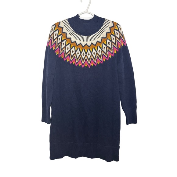 Old Navy Dresses & Skirts - Old Navy Fair Isle Mock Neck Sweater Dress Womens Large Cozy Nordic Vermonte